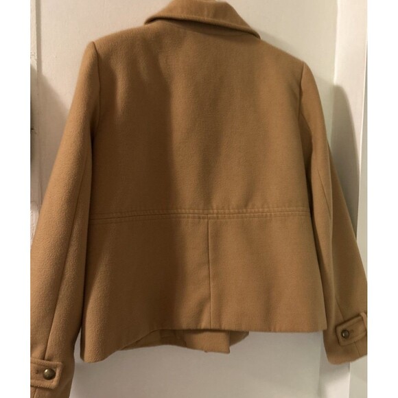Kate Hill Women’s blend camel Pea Coat short Size 14 Rayon-Polyester Blend - Picture 2 of 7